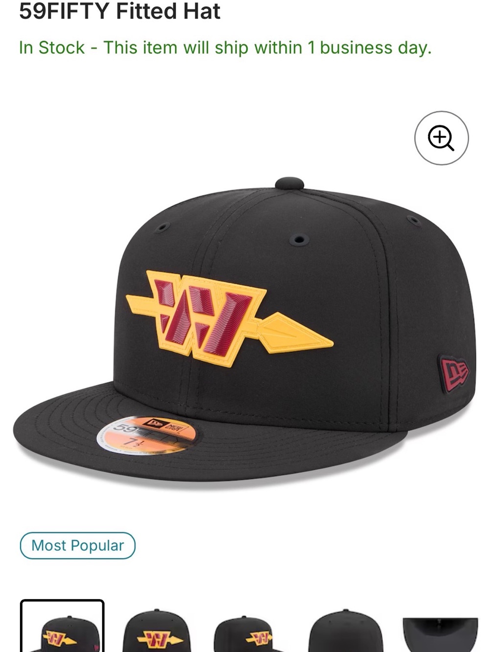 New Era Black Fitted Hat with Yellow & Red Lightning Logo